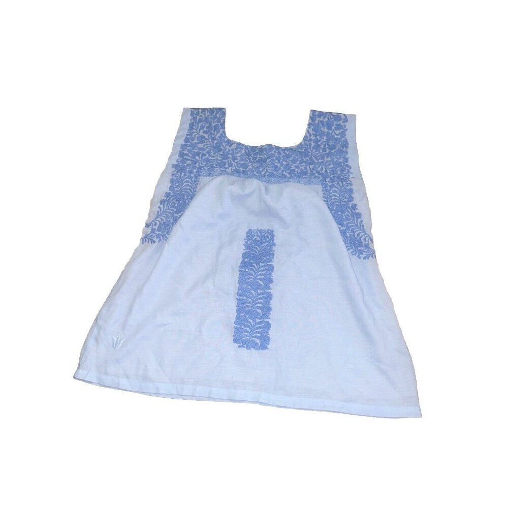J Marie embroidered Brynn Linen mix top Small